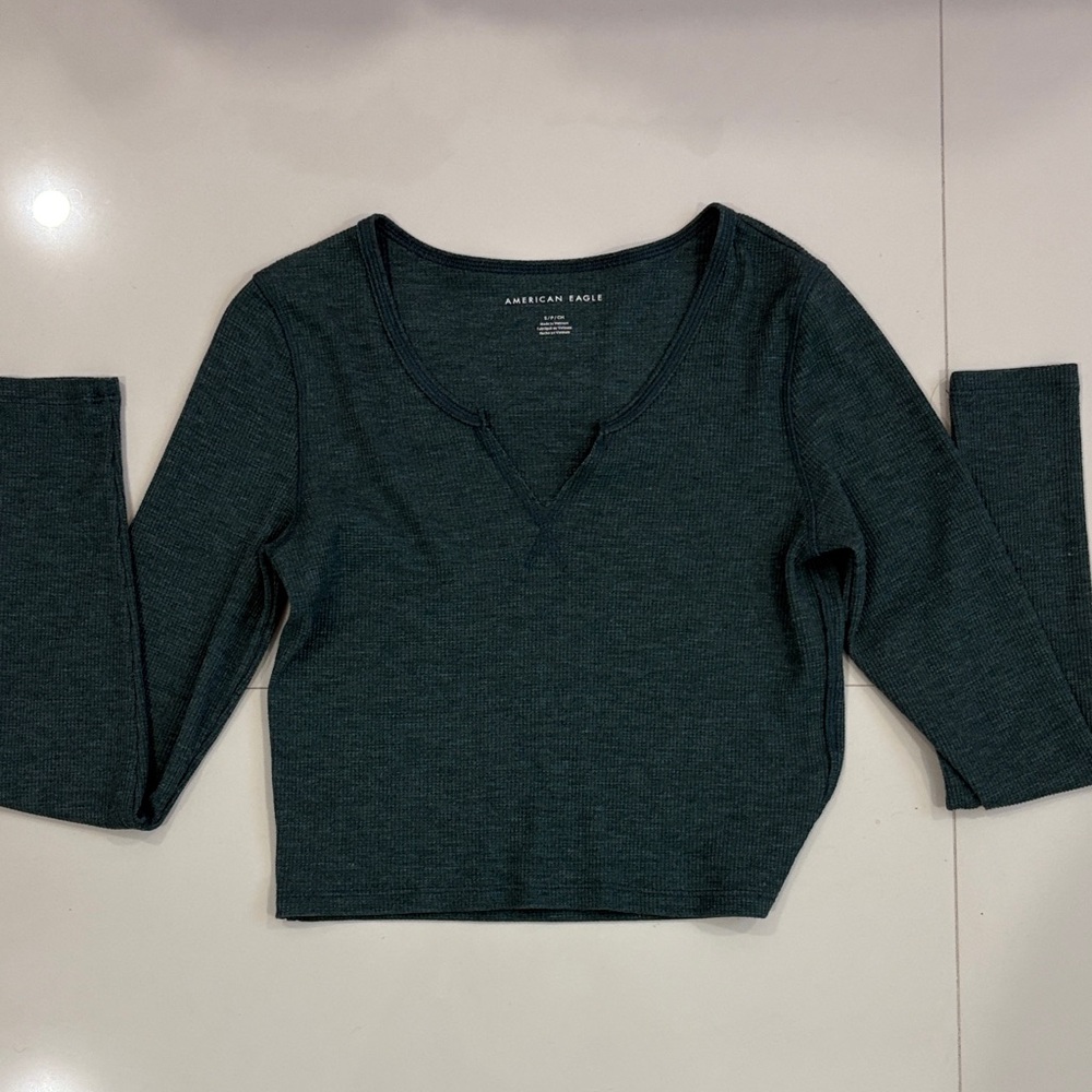 American Eagle Outfitters Dark Green Crop Top